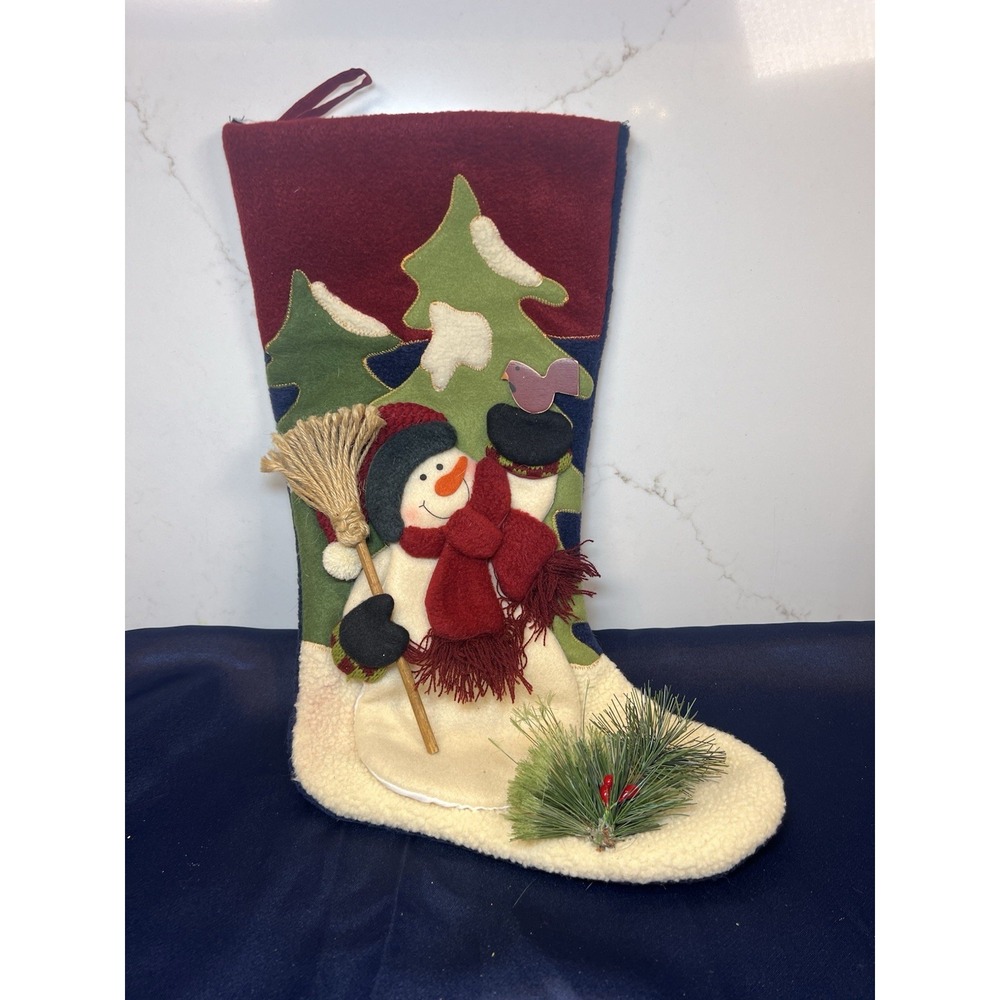 Vintage‎ Felt Snowman Christmas Stocking Family Holiday Decor 2006 Prima